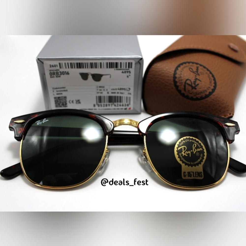 Model Display RayBan Clubmaster Green G15 RB3016 Tortoiseshell - Picture 3 of 16
